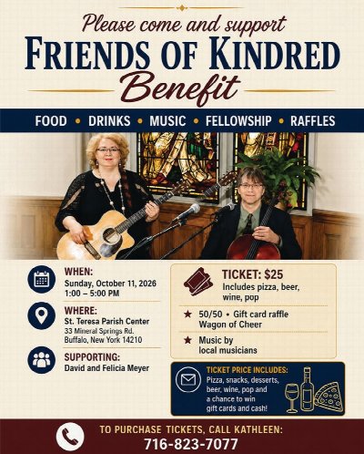 Friends of Kindred Benefit at St. Teresa Parish Center — Oct 11, 2026