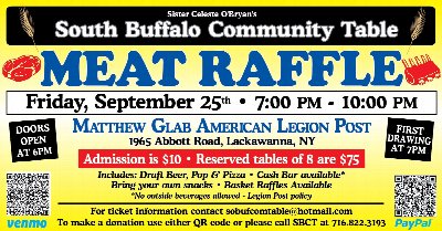 South Buffalo Community Table Meat Raffle at Matthew Glab American Legion Post — Sep 25, 2026