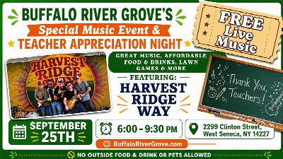 TEACHER APPRECIATION NIGHT: FREE Live Music by Harvest Ridge Way