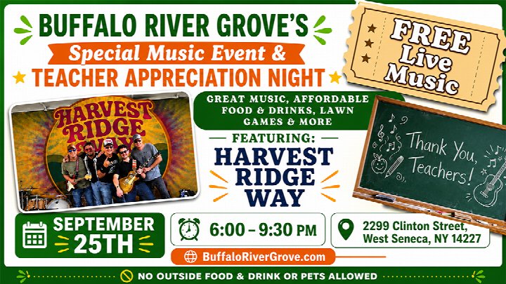 TEACHER APPRECIATION NIGHT: FREE Live Music by Harvest Ridge Way