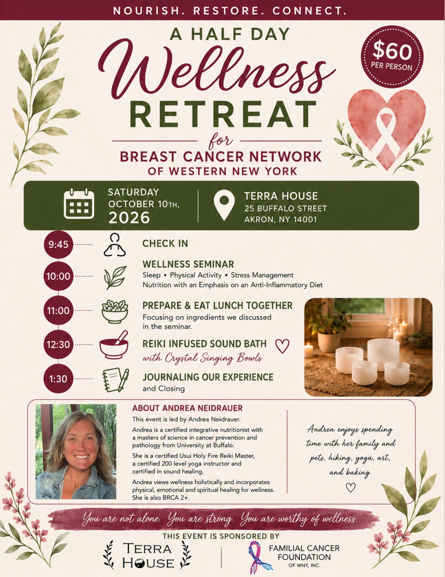Wellness Retreat for Breast Cancer Network of WNY