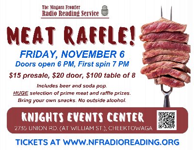 Meat Raffle Benefiting Niagara Frontier Radio Reading Service at The Knights Event Center — Nov 6, 2026