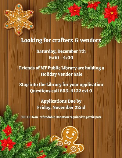 Friends of NT Library - Holiday Bazaar & Vendor Sale at North Tonawanda Public Library — Dec 5, 2026