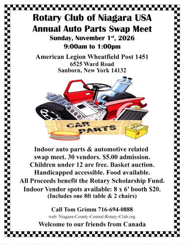 Rotary Club of Niagara County Central/Niagara Falls USA  Annual Auto Parts Swap Meet