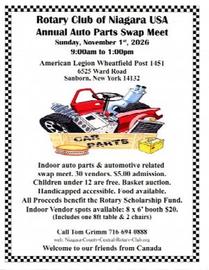 Rotary Club of Niagara County Central/Niagara Falls USA  Annual Auto Parts Swap Meet