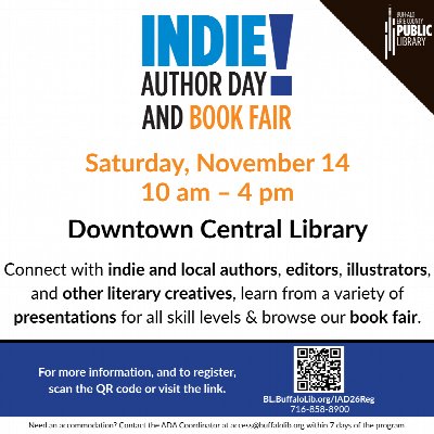 Indie Author Day and Book Fair 2026 at Buffalo & Erie County Public Library – Central Library — Nov 14, 2026