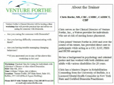 Free Dementia Care Workshop for Families and Caregivers