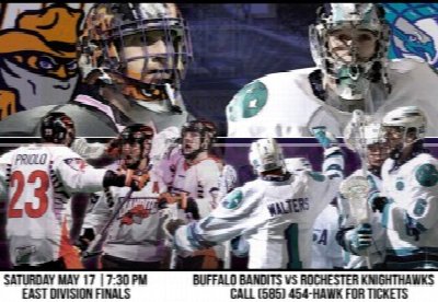 Buffalo Bandits @ Rochester Knighthawks at 100 Exchange Blvd, Rochester, New York 14614 — May 17, 2014