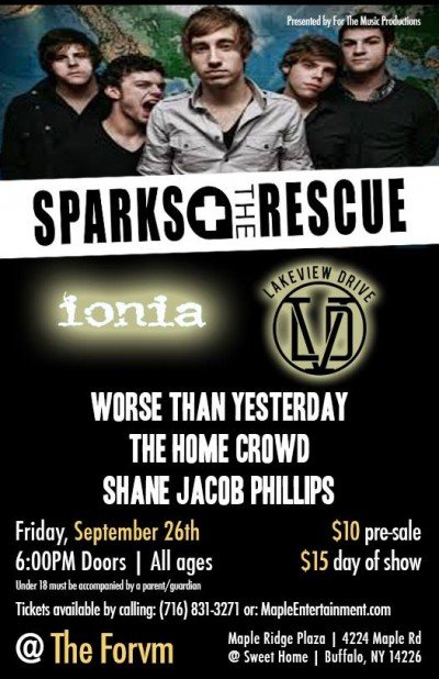 Sparks The Rescue, Ionia, & Lakeview Drive at The Forvm — Sep 26, 2014