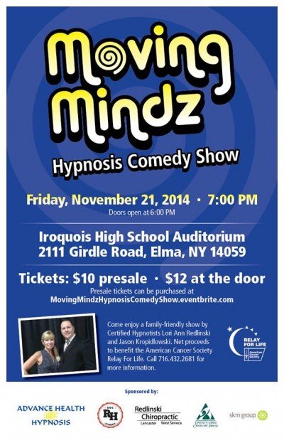 Moving Mindz Hypnosis Comedy Show to benefit the American Cancer Society