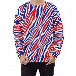 Buffalo football zebra striped red, white & blue sweatshirt made by Inkredibly Punny, a Buffalo, NY clothing brand.